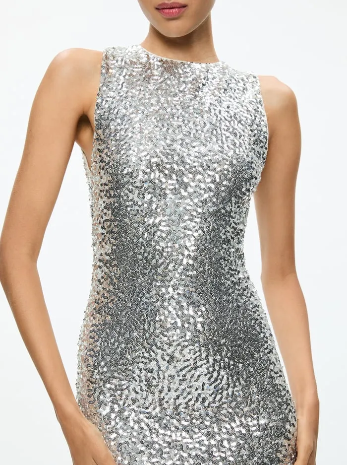 Dresses Women Alice Olivia Celia Cowl Back Dress Champagnepale Silver