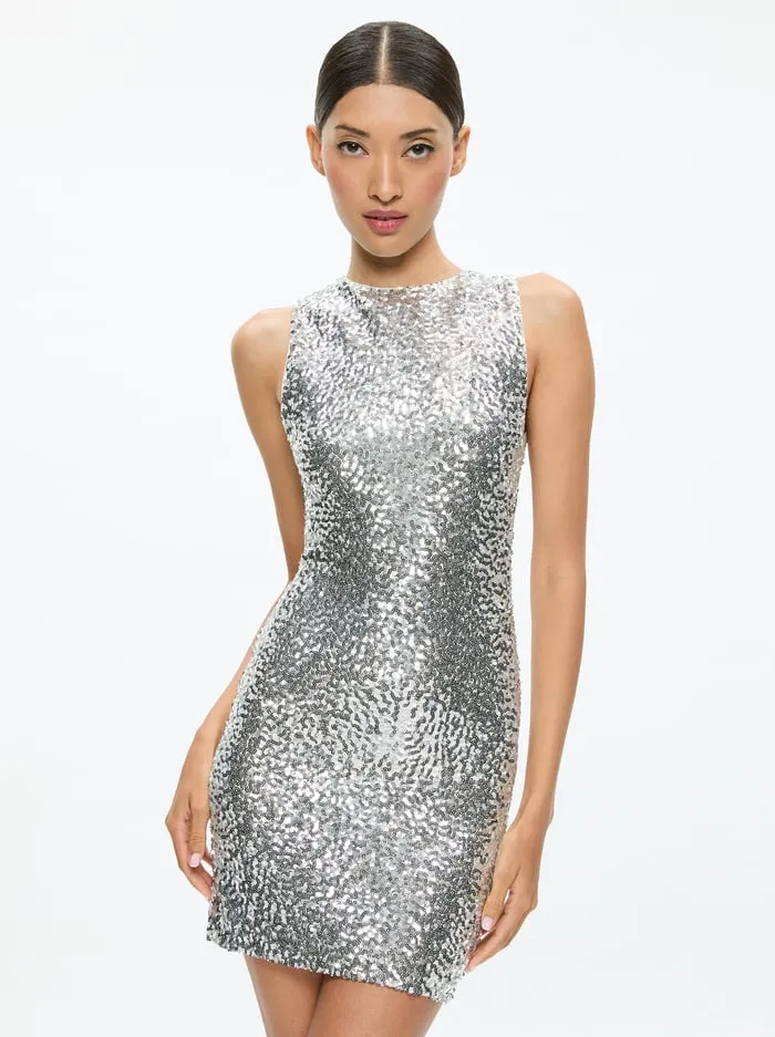 Dresses Women Alice Olivia Celia Cowl Back Dress Champagnepale Silver