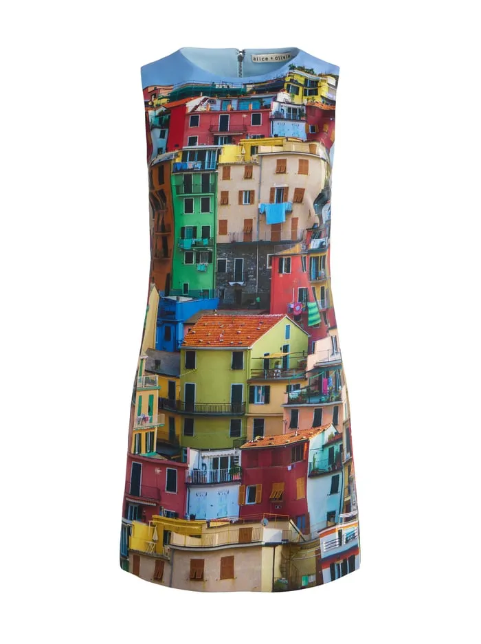 Dresses Women Alice Olivia Clyde Mini Dress Italian Landscape