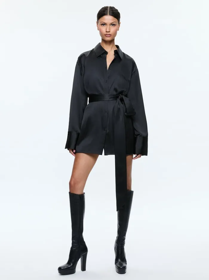 Dresses Women Alice Olivia Finely Mini Shirt Dress Black