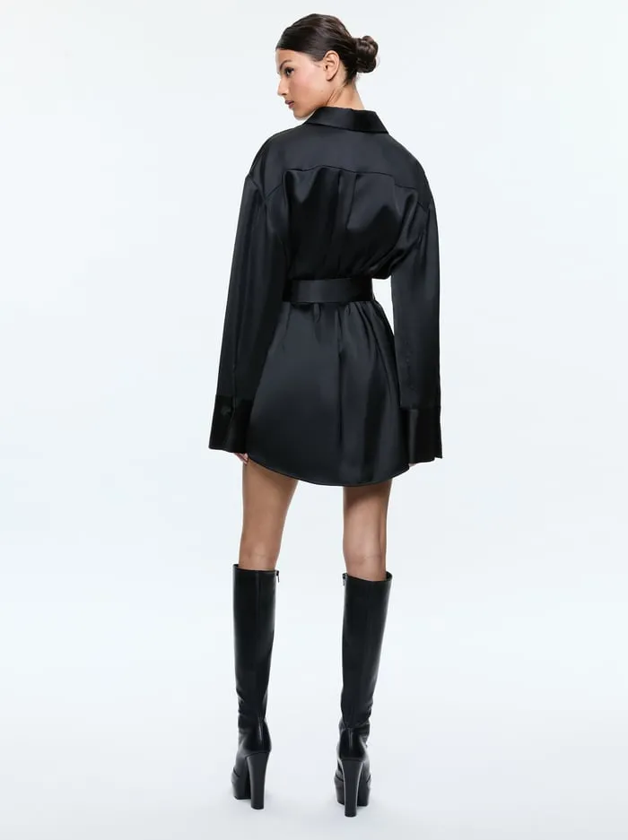 Dresses Women Alice Olivia Finely Mini Shirt Dress Black