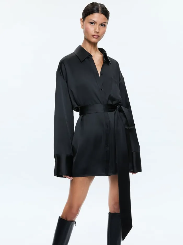 Dresses Women Alice Olivia Finely Mini Shirt Dress Black