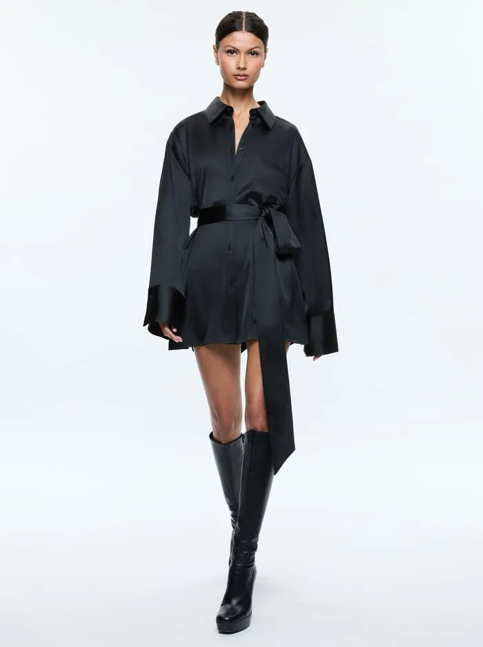 Dresses Women Alice Olivia Finely Mini Shirt Dress Black