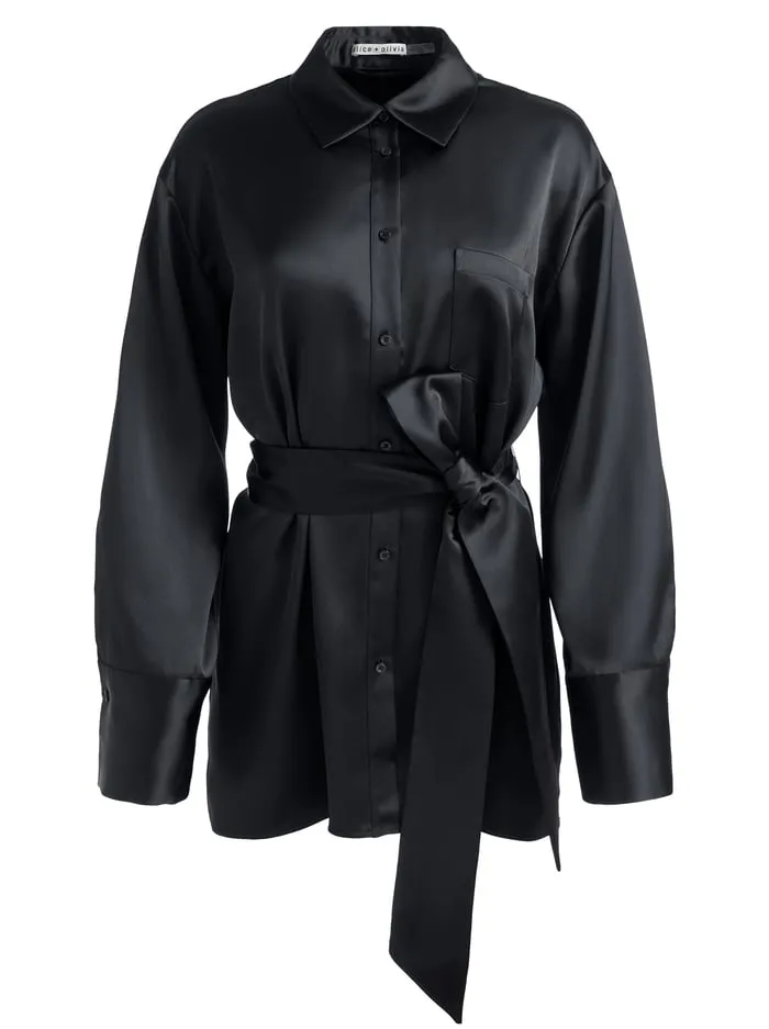 Dresses Women Alice Olivia Finely Mini Shirt Dress Black