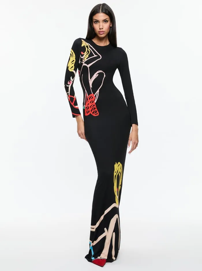 Dresses Women Alice Olivia Tom Wesselmann Delora Open Back Maxi Dress Natural Beauty