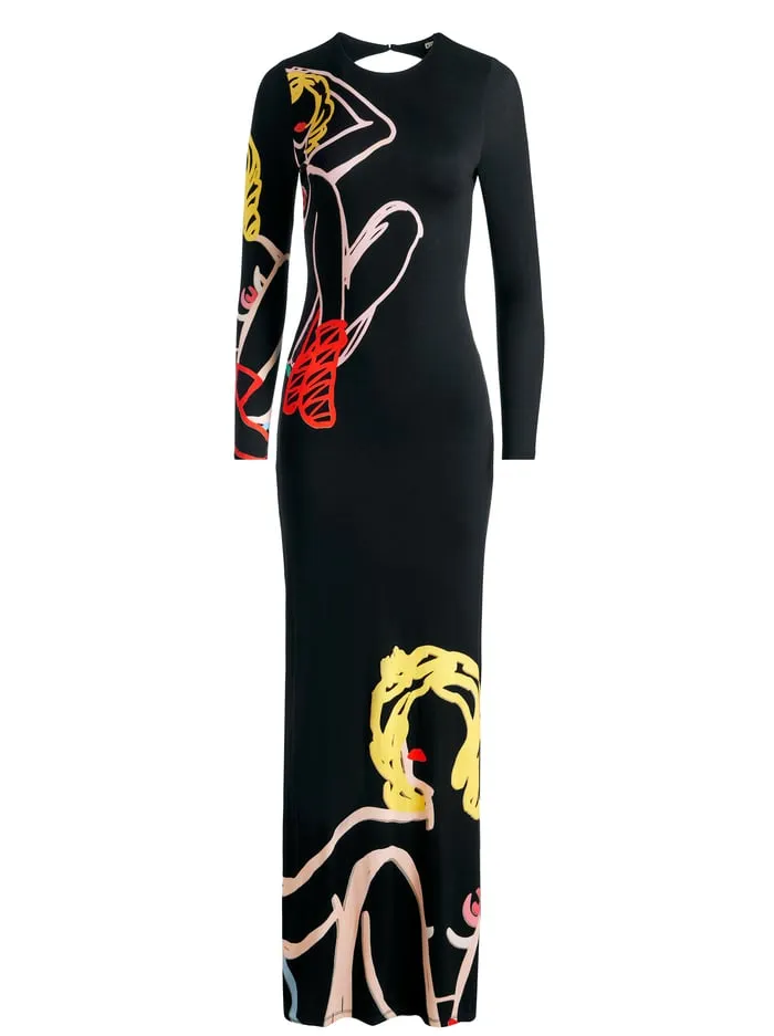 Dresses Women Alice Olivia Tom Wesselmann Delora Open Back Maxi Dress Natural Beauty