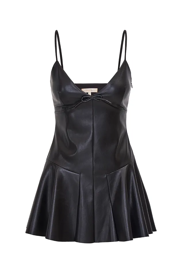 Dresses Women LoveShackFancy Falletta Vegan Leather Mini Dress Black