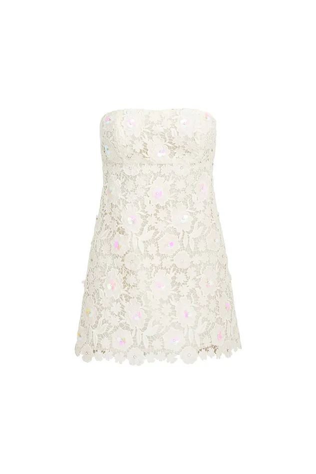 Dresses Women LoveShackFancy Paulinette Iridescent Sequin Mini Dress White