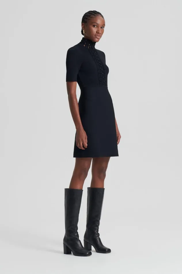 Dresses Women Scanlan Theodore CREPE KNIT DAISY MINI DRESS Black