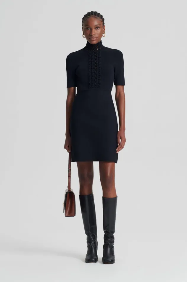 Dresses Women Scanlan Theodore CREPE KNIT DAISY MINI DRESS Black Dresses Women Scanlan Theodore CREPE KNIT DAISY MINI DRESS Black
