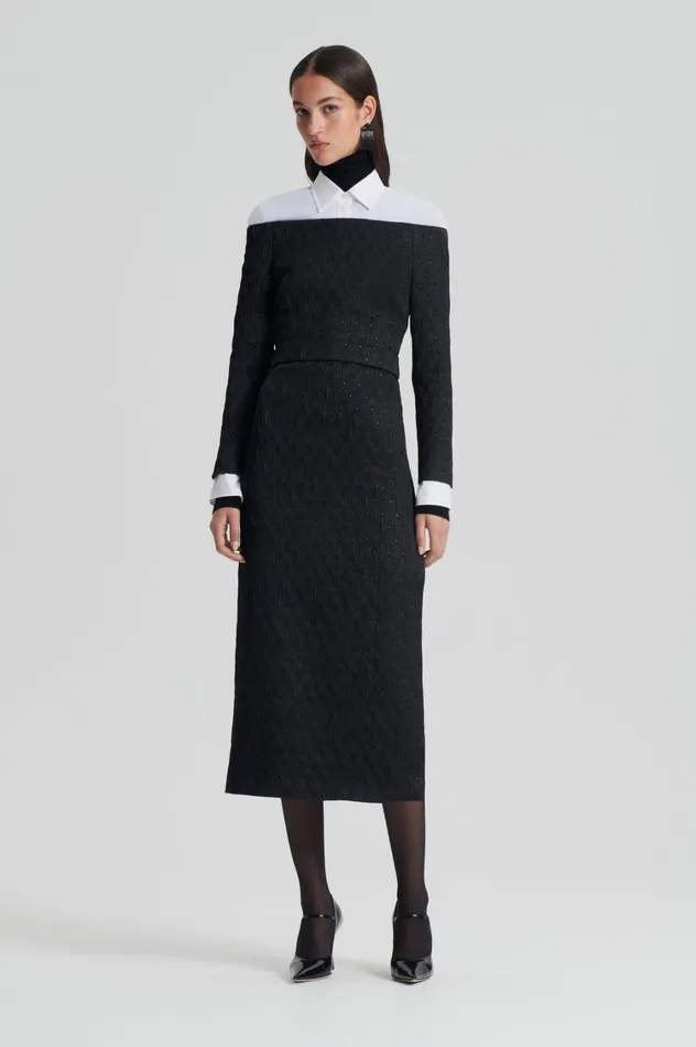Dresses Women Scanlan Theodore FRENCH BROCADE DRESS Black