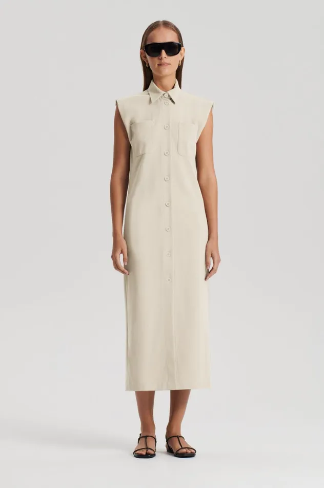 Dresses Women Scanlan Theodore ITALIAN PATCH POCKET DRESS Nougat