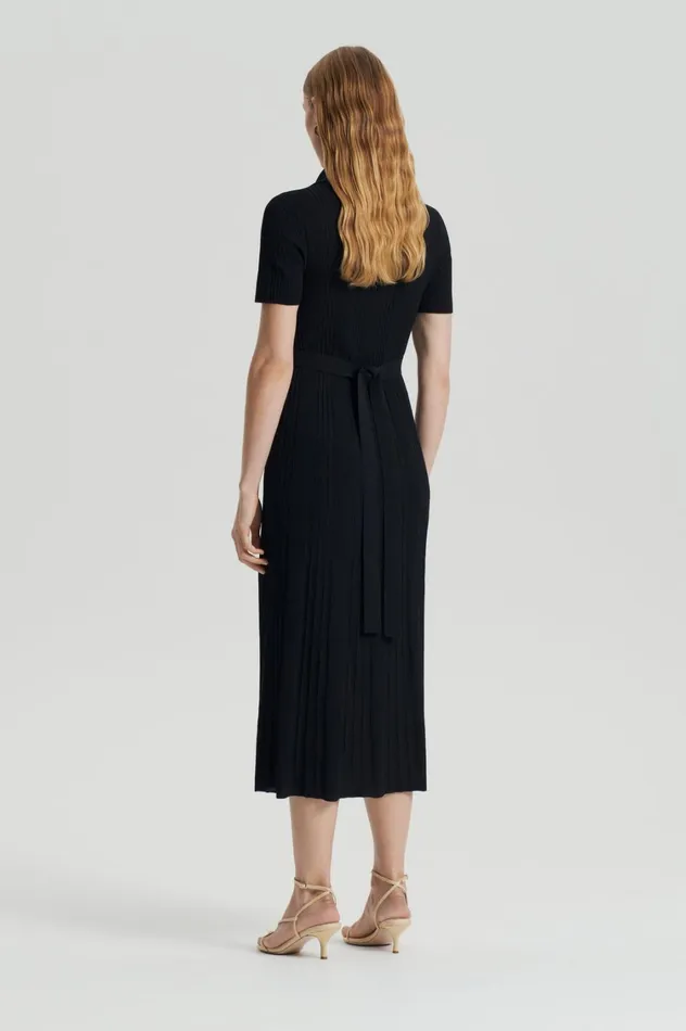 Dresses Women Scanlan Theodore PLEATED RIB PLACKET DRESS Black Dresses Women Scanlan Theodore PLEATED RIB PLACKET DRESS Black