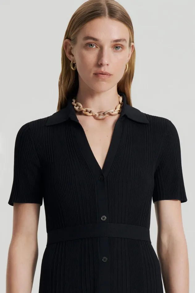 Dresses Women Scanlan Theodore PLEATED RIB PLACKET DRESS Black Dresses Women Scanlan Theodore PLEATED RIB PLACKET DRESS Black