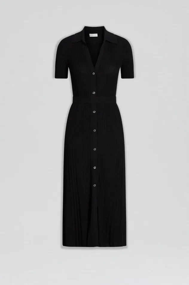 Dresses Women Scanlan Theodore PLEATED RIB PLACKET DRESS Black Dresses Women Scanlan Theodore PLEATED RIB PLACKET DRESS Black