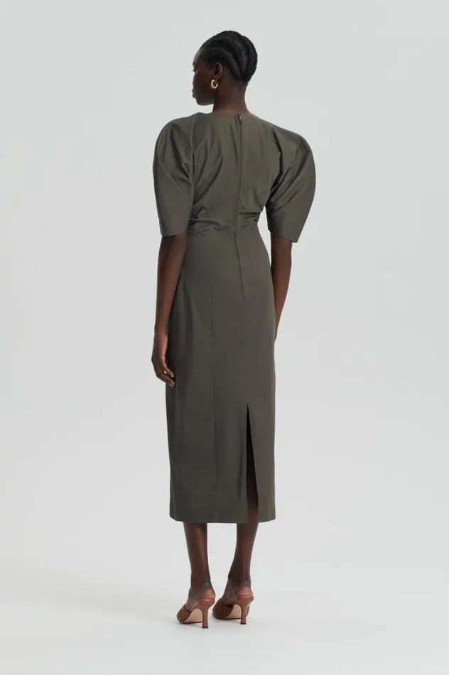 Dresses Women Scanlan Theodore SATEEN COTTON TAILORED DRESS Khaki Dresses Women Scanlan Theodore SATEEN COTTON TAILORED DRESS Khaki