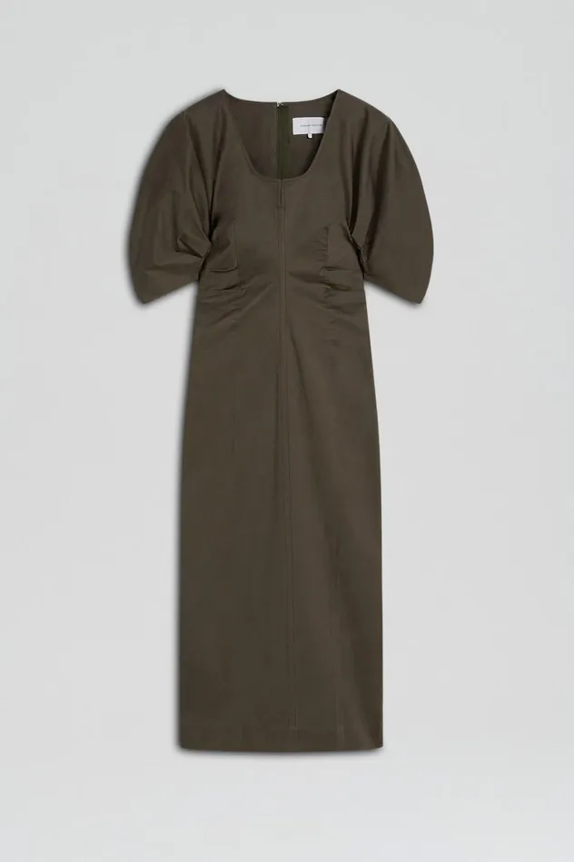Dresses Women Scanlan Theodore SATEEN COTTON TAILORED DRESS Khaki Dresses Women Scanlan Theodore SATEEN COTTON TAILORED DRESS Khaki