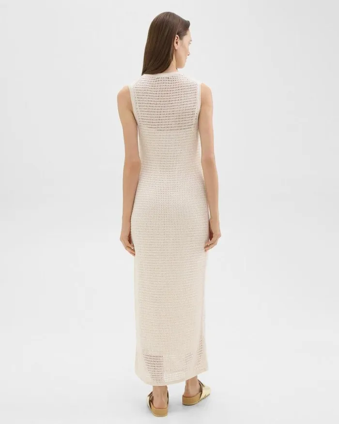 Dresses Women Theory Mesh Maxi Dress In LinenViscose Bone Dresses Women Theory Mesh Maxi Dress In LinenViscose Bone