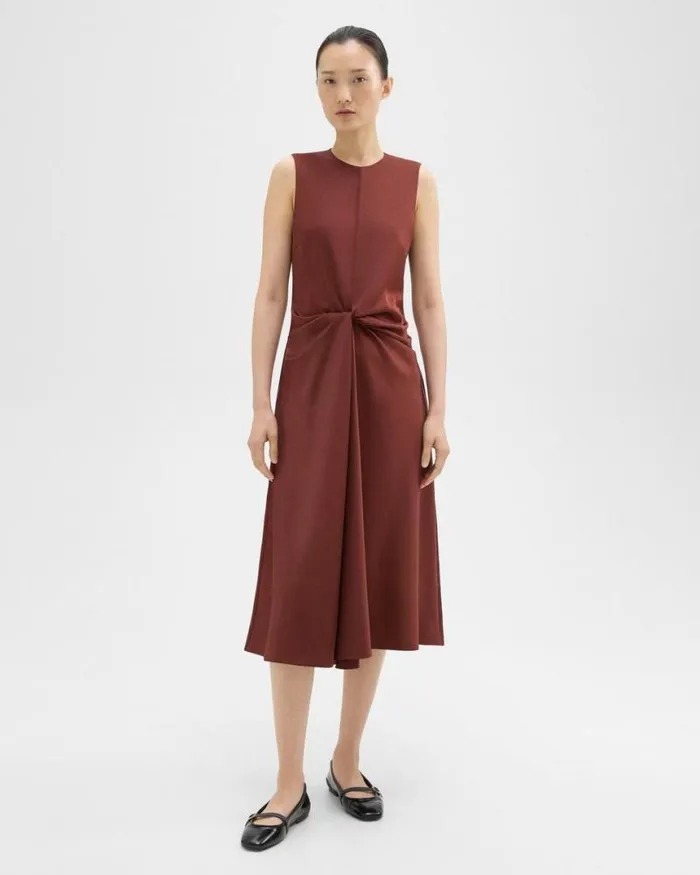 Dresses Women Theory Twisted Midi Dress Canyon