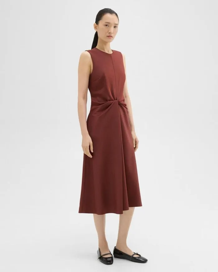 Dresses Women Theory Twisted Midi Dress Canyon