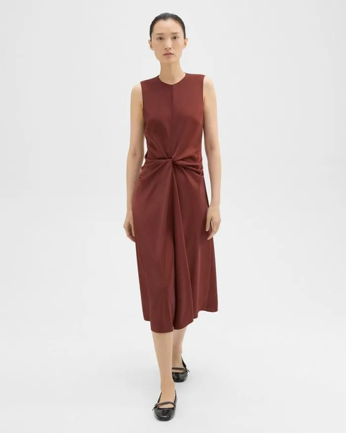 Dresses Women Theory Twisted Midi Dress Canyon