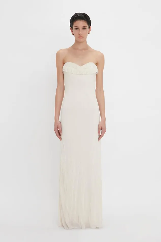 Dresses Women Victoria Beckham Exclusive FloorLength Corset Detail Gown In Ivory Dresses Women Victoria Beckham Exclusive FloorLength Corset Detail Gown In Ivory