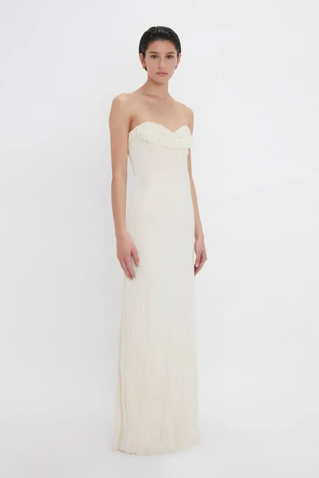 Dresses Women Victoria Beckham Exclusive FloorLength Corset Detail Gown In Ivory