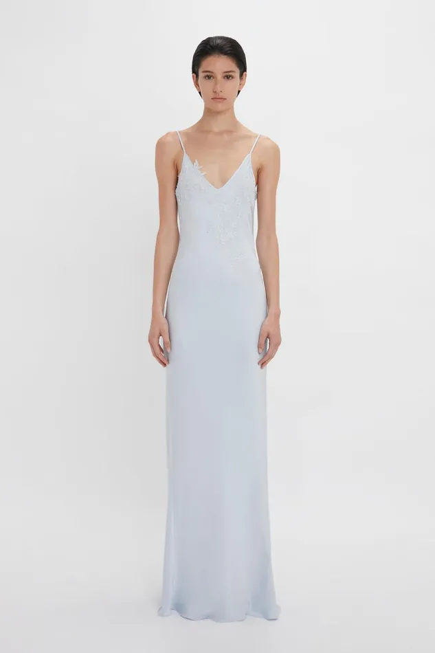 Dresses Women Victoria Beckham Exclusive Lace Detail FloorLength Cami Dress In Ice Dresses Women Victoria Beckham Exclusive Lace Detail FloorLength Cami Dress In Ice