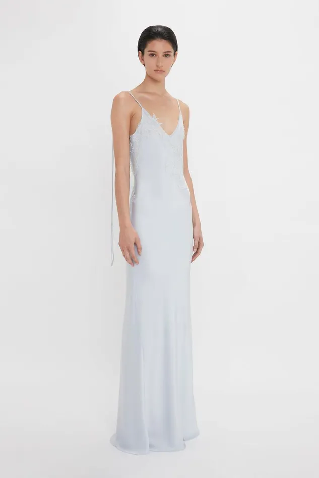 Dresses Women Victoria Beckham Exclusive Lace Detail FloorLength Cami Dress In Ice Dresses Women Victoria Beckham Exclusive Lace Detail FloorLength Cami Dress In Ice