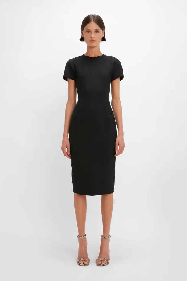 Dresses Women Victoria Beckham Spiral Fitted TShirt Dress In Black
