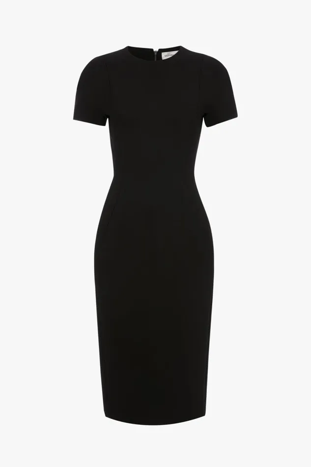 Dresses Women Victoria Beckham Spiral Fitted TShirt Dress In Black