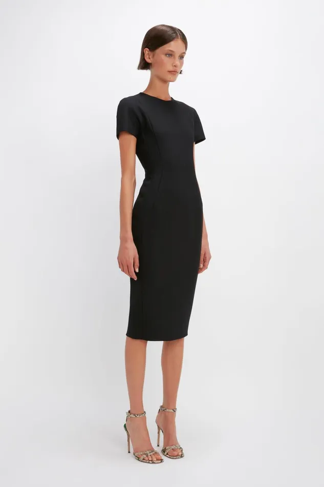 Dresses Women Victoria Beckham Spiral Fitted TShirt Dress In Black