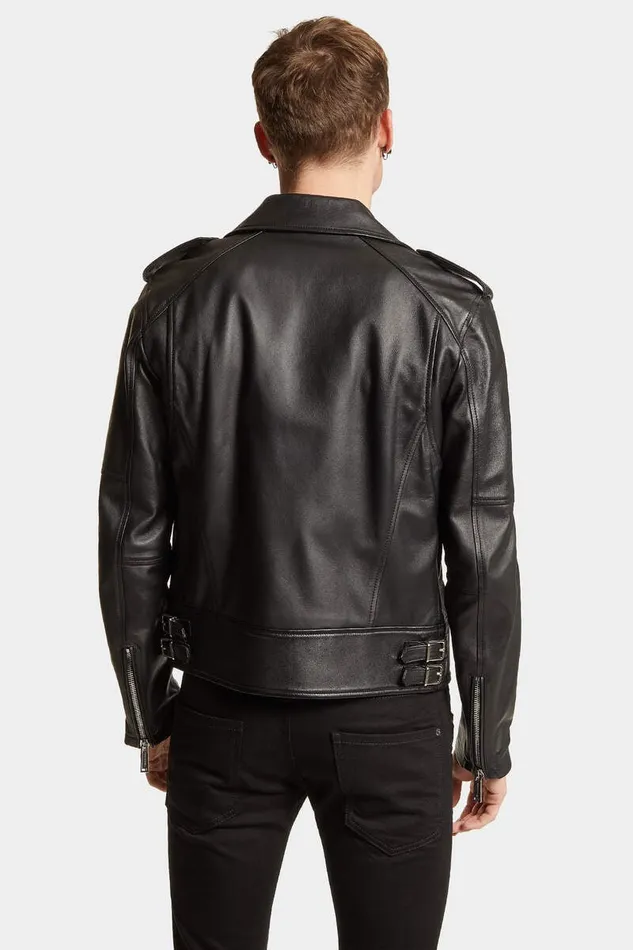 Dsquared2 Coats and Outerwear Kiodo Leather Jacket Black 8211 Men