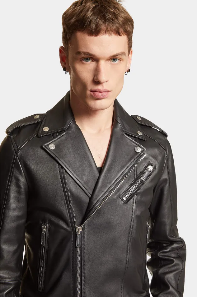 Dsquared2 Coats and Outerwear Kiodo Leather Jacket Black 8211 Men