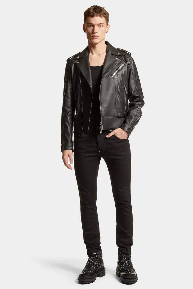 Dsquared2 Coats and Outerwear Kiodo Leather Jacket Black 8211 Men