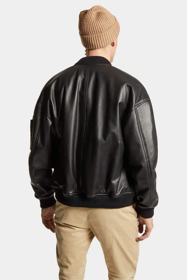 Dsquared2 Coats and Outerwear Leather Bomber Black 8211 Men