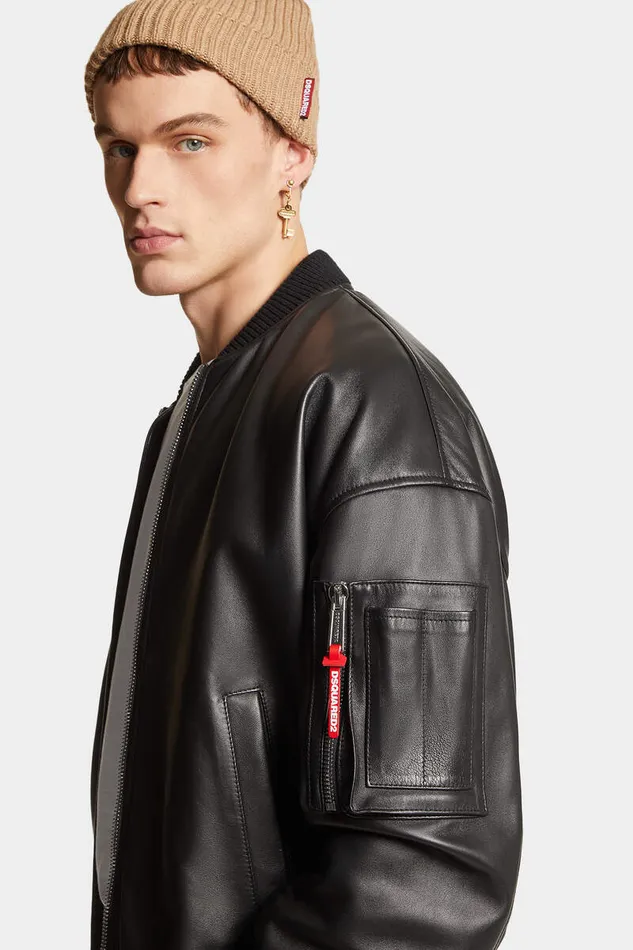 Dsquared2 Coats and Outerwear Leather Bomber Black 8211 Men