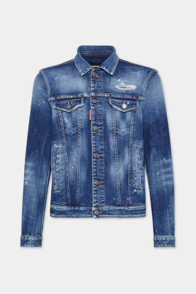 Dsquared2 Coats and Outerwear Medium Heritage Rammendo Wash Jean Jacket Navy 8211 Men