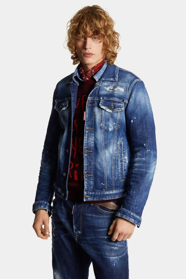 Dsquared2 Coats and Outerwear Medium Heritage Rammendo Wash Jean Jacket Navy 8211 Men