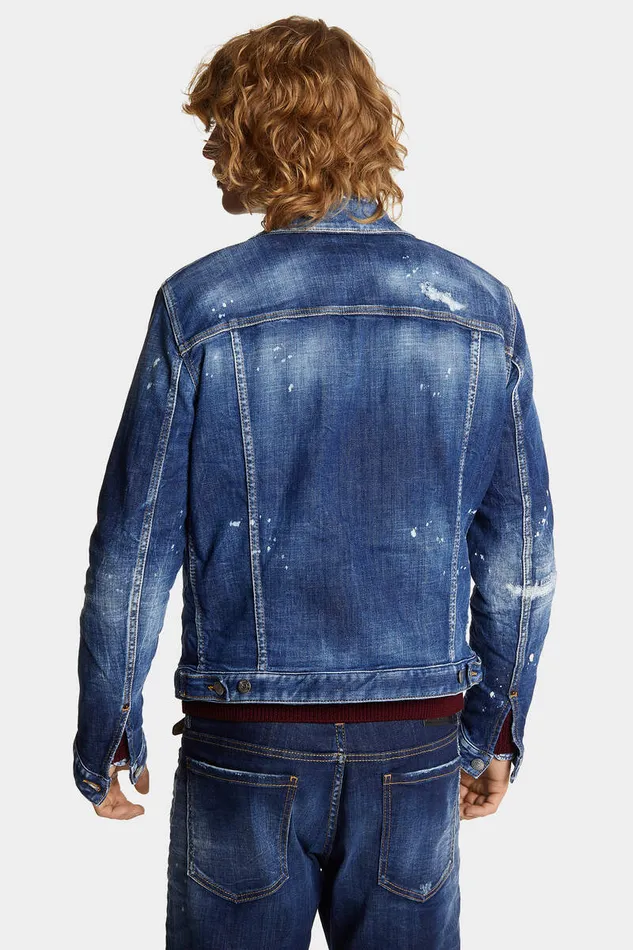 Dsquared2 Coats and Outerwear Medium Heritage Rammendo Wash Jean Jacket Navy 8211 Men