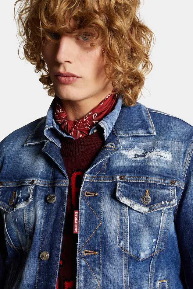 Dsquared2 Coats and Outerwear Medium Heritage Rammendo Wash Jean Jacket Navy 8211 Men