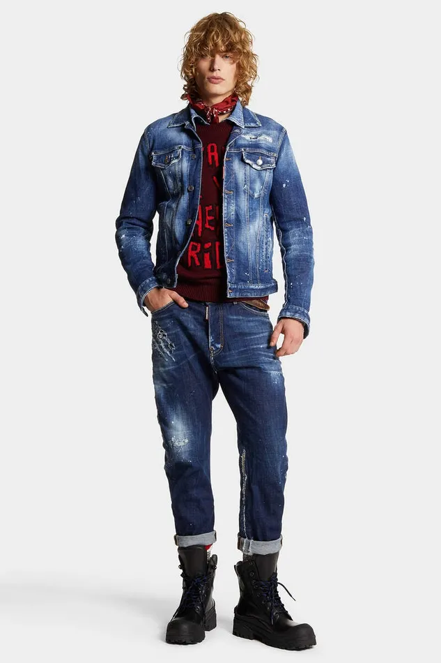 Dsquared2 Coats and Outerwear Medium Heritage Rammendo Wash Jean Jacket Navy 8211 Men