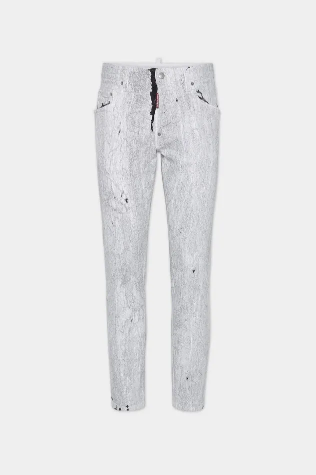 Dsquared2 Jeans Crackl Wash Skater Jeans Whiteochre 8211 Men