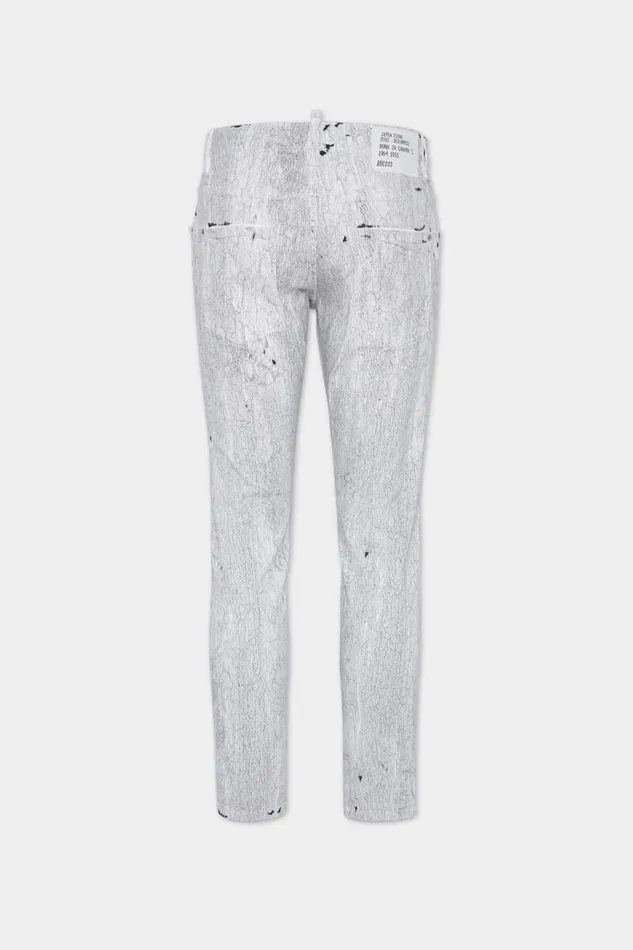 Dsquared2 Jeans Crackl Wash Skater Jeans Whiteochre 8211 Men
