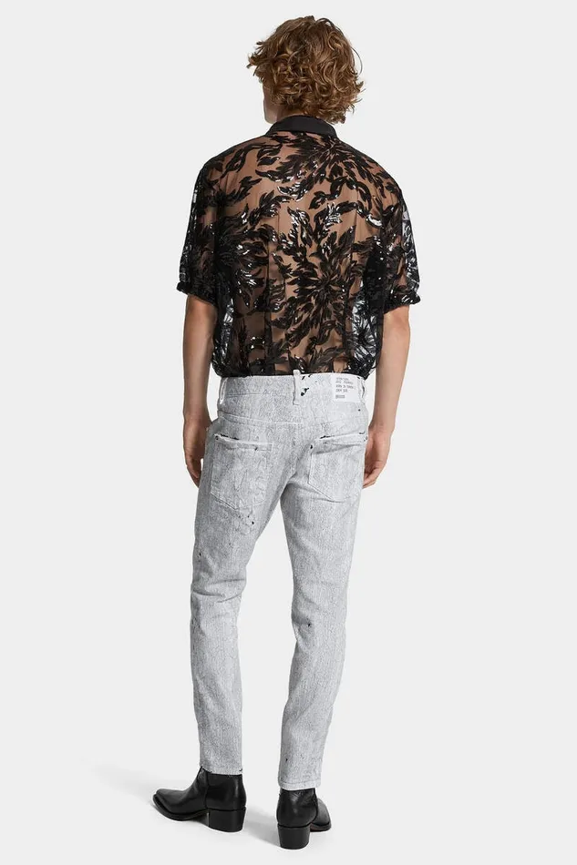 Dsquared2 Jeans Crackl Wash Skater Jeans Whiteochre 8211 Men