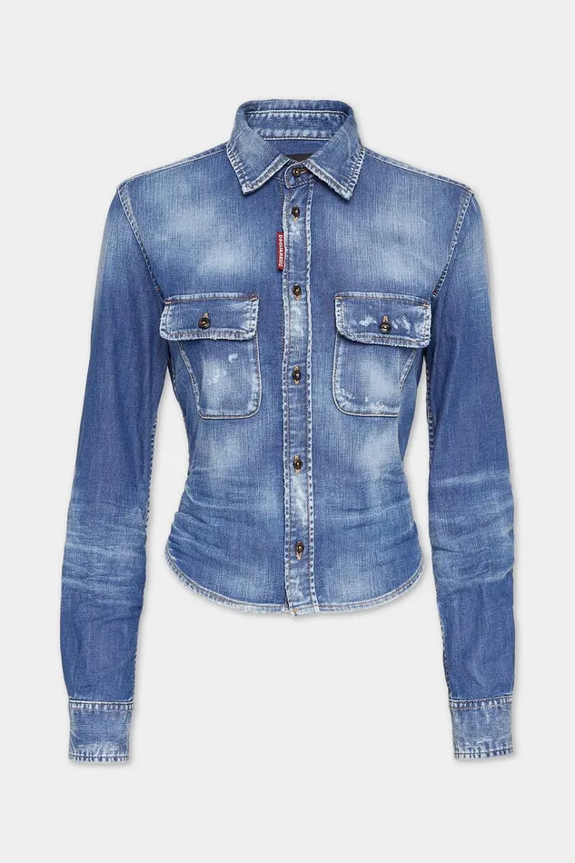 Dsquared2 Shirts Dean Denim Mini Shirt Navy 8211 Women