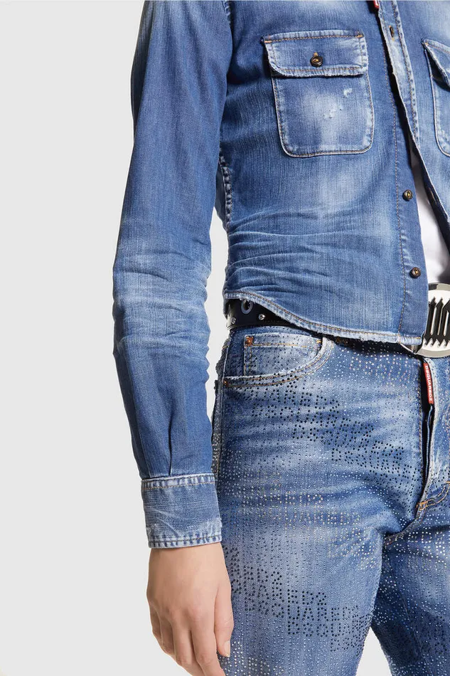 Dsquared2 Shirts Dean Denim Mini Shirt Navy 8211 Women