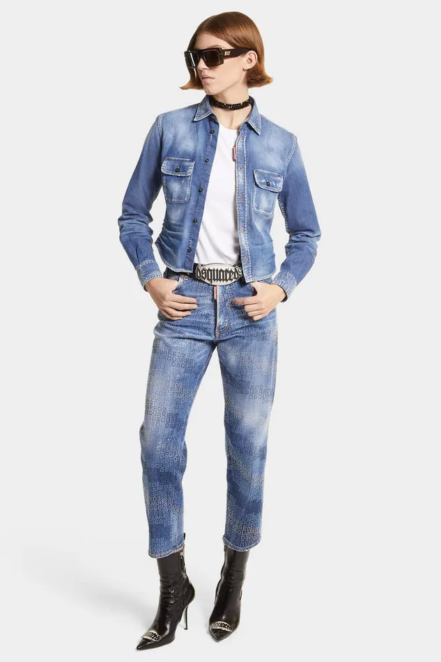 Dsquared2 Shirts Dean Denim Mini Shirt Navy 8211 Women