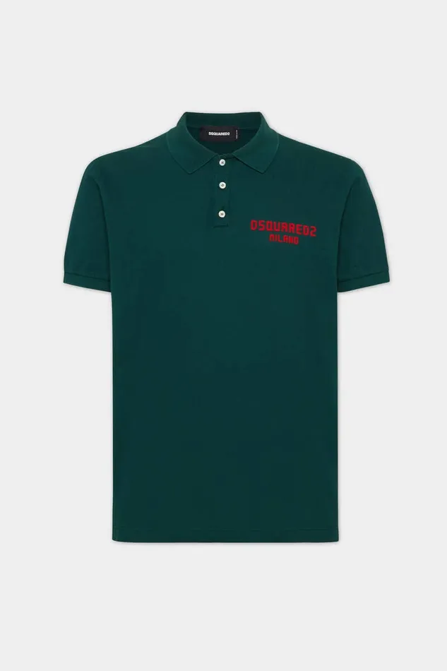 Dsquared2 TShirts and Polo Dyed Tennis Fit Milano Polo Greenred 8211 Men