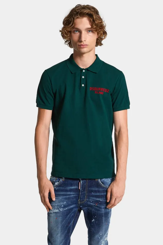 Dsquared2 TShirts and Polo Dyed Tennis Fit Milano Polo Greenred 8211 Men